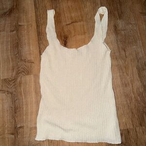 Zara Cream Ribbed Tank Top